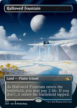 1x Hallowed Fountain ~~ Borderless - Foil Light Play, English Unfinity MTG Magic - Image 1