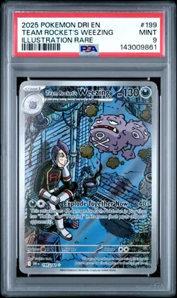 Pokemon 2025 Destined Rivals Team Rockets Weezing IR #199/182 PSA 9 - Image 1
