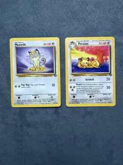 Vintage Pokemon TCG Meowth 56/64 and Persian 42/64 Jungle 1999 WotC (LP) - Image 1