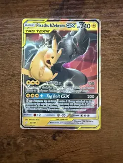 Pokemon Pikachu & Zekrom GX TAG TEAM Ultra Rare Holo 33/181 Sm-Team Up 240HP - Image 1
