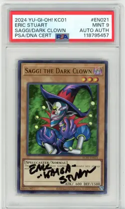 PSA Mint 9 Eric Stuart Yu-Gi-Oh! TCG Saggi the Dark Clown KC01-EN021 - Image 1