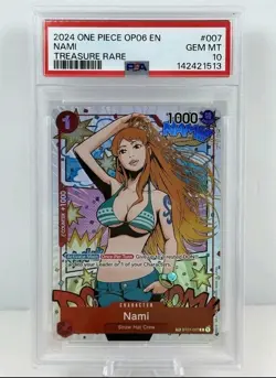 2024 One Piece OP06 En Nami Treasure Rare #007 PSA 10 Gem Mint - Image 1