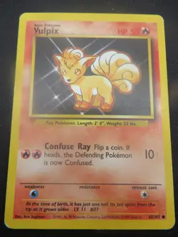 Vulpix unlimited Base Set Common 68/102 - Vintage WOTC Pokemon Card LP - Image 1