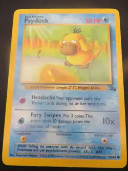 Psyduck unlimited Fossil Common 53/62 - Vintage WOTC Pokemon Card LP - Image 1