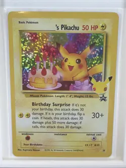 Pokemon Birthday Pikachu Promo Holo 50 HP Basic 24/Promo Card - Image 1