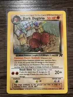 2000 Pokemon Team Rocket Dark Dugtrio Holo 6/82 LP Vintage Rare Card - Image 1