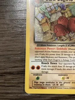 2000 Pokemon Team Rocket Dark Dugtrio Holo 6/82 LP Vintage Rare Card - Image 3