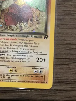 2000 Pokemon Team Rocket Dark Dugtrio Holo 6/82 LP Vintage Rare Card - Image 4