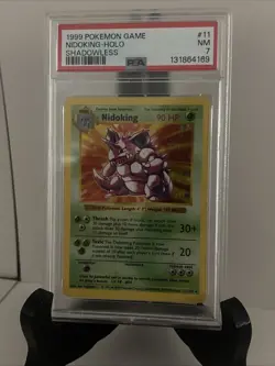 Pokemon Nidoking Holo Rare Shadowless 11/102 Base Set Vintage 1999 PSA 7 NM Card - Image 3