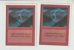 Lot x2 cartes Lightning Bolt UNLIMITED MAGIC MTG ENGLISH 1993 EX-NM - Image 1