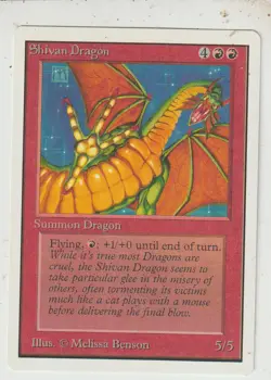 x1 carte Shivan Dragon RARE ! UNLIMITED MAGIC MTG ENGLISH 1993 EX-NM vintage - Image 1