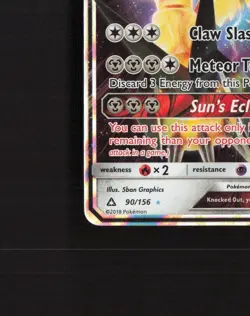 Dusk Mane Necrozma GX 90/156 Ultra Prism Ultra Rare Holo Pokemon Card LP - Image 5
