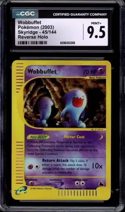 2003 Pokemon Skyridge Wobbuffet-Reverse Foil #45 CGC 9.5 MINT+ - Image 1