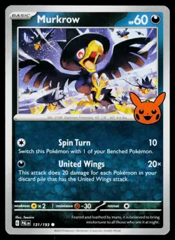 Murkrow 131/193 Common Paldea Evolved Trick or Trade Pokemon LP - Image 1