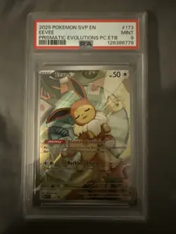2025 Pokemon Prismatic Evolutions Pokemon Center Eevee #173 PSA MINT 9 - Image 1