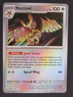 Noctowl 078/131 Rare Prismatic Evolutions Pokemon Pokeball Reverse Holo NM - Image 1