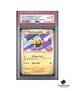 PSA 10 GEM MT Pikachu Berkmeja Batik 154/SV-P Pokemon Indonesia Journey Promo - Image 1