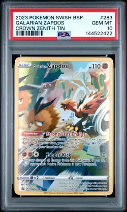 Galarian Zapdos 283/159 Crown Zenith Tin Swsh Black Star Promo Pokemon PSA 10 - Image 1
