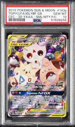 2019 POKEMON SUN & MOON COSMIC ECLIPSE TOGEPI & CLEFFA & IGGLYBUFF GX PSA 10 - Image 1