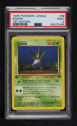 Oddish 1st Ed. Pokemon Jungle PSA 9 MINT 1999 - Image 1