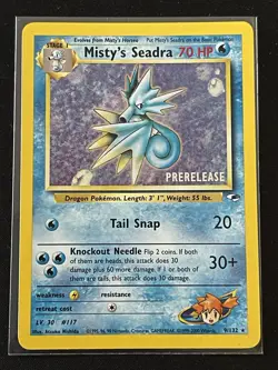 Pokemon TCG Gym Heroes Prerelease Misty's Seadra Promo Holo Card 9/132 - Image 1