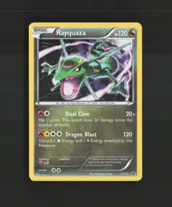 Rayquaza XY141 XY Black Star Promo Cosmos Holo Pokemon Card DMG - Image 1