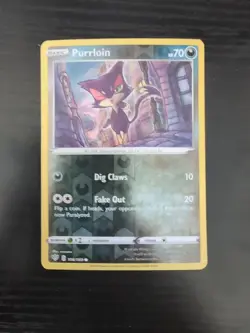 2020 Pokemon Purrloin 106/189 Swsh03: Darkness Ablaze Reverse Holo - Image 1