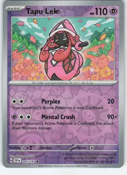 Tapu Lele 092/191 Rare Reverse Holo SV08: Surging Sparks NM Pokemon - Image 1