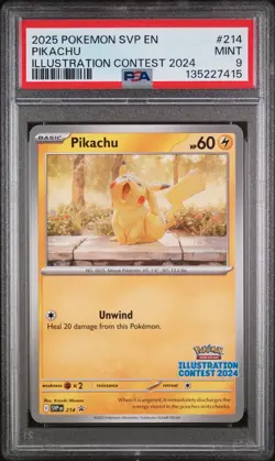 Pikachu Illustration Contest 2024 Pokemon En-Sv Black Star Promo SVP214 PSA 9 - Image 1