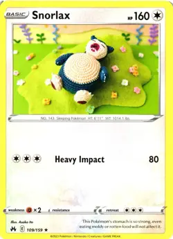 Pokemon TCG Snorlax Rare Crown Zenith 109/159 VLP - Image 1