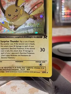 Pokemon TCG Dark Raichu 83/82 Team Rocket Holo MP ⚡ - Image 5