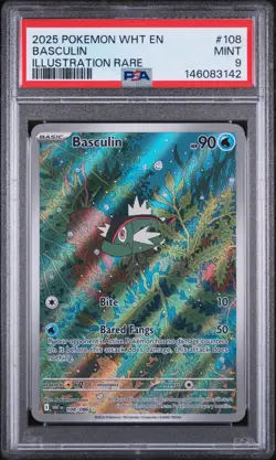 BASCULIN - PSA 9 - 108/086 - 2025 POKEMON WHT EN-WHITE FLARE ILLUSTRATION RARE - Image 1
