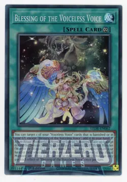 Yugioh LEDE-EN062 Blessing of the Voiceless Voice Super Rare 1st Ed NM - Image 1