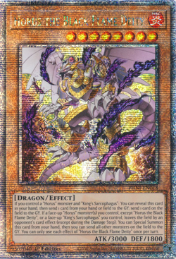 YUGIOH HORUS THE BLACK FLAME DEITY SECRET RARE PHNI-EN018 NEAR MINT - Image 1
