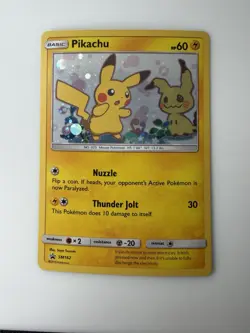 Pikachu SM162 Black Star Promo Holo Pokemon Card Mimikyu Artwork - Image 1