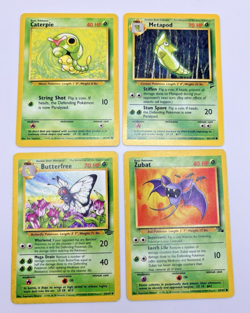 Set of 4 Pokemon Cards: Caterpie, Metapod, Butterfree, & Zubat - 1999 Base Set - Image 2