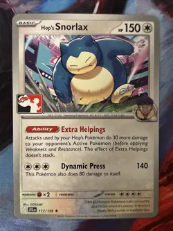 Hop's Snorlax Pokemon Prize Pack Series 7 Promo Pokemon Card NM - Image 1