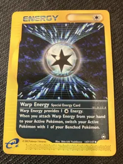 NM Warp Energy Non-Holo 147/147 Aquapolis Pokemon Card Nm E Reader - Image 1