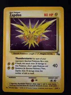 Zapdos Holo Rare - 1999 Pokemon Fossil #15/62 LP Vintage - Image 1