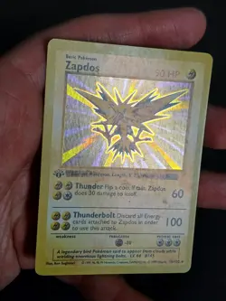 1999 Pokemon Shadowless Zapdos 1st Edition Holo 16/102 Base Set Vintage WOTC MP - Image 4