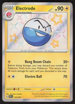 Electrode 134/091 Shiny Rare Pokemon TCG SV: Paldean Fates LP - Image 1