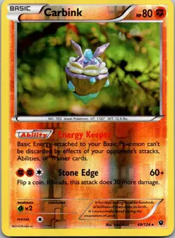 Carbink 49/124 - XY - Fates Collide Pokemon TCG LP Reverse Holofoil - Image 1