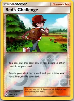 Red's Challenge 184/214 - SM - Unbroken Bonds Pokemon NM Reverse Holo - Image 1