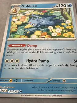 Pokemon TCG * Golduck 40/217 Water Symbol REVERSE HOLO * ME Ascended Heros NM - Image 3