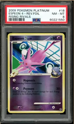 Pokemon - Espeon 4 Reverse Holo Rising Rivals #18 PSA 8 - Image 1