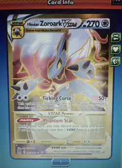 Hisuian Zoroark VSTAR V STAR SR SECRET RARE Pokemon TCG Online 213/196 - Image 1
