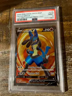 POKEMON 2022 Promo Full Art LUCARIO V Prem Coll #213 PSA 9 RARE - Image 1
