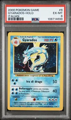 2000 Pokemon ITALIAN Unlimited Base Set Gyarados Holo 6/102 PSA 6 EX-MT - Image 1