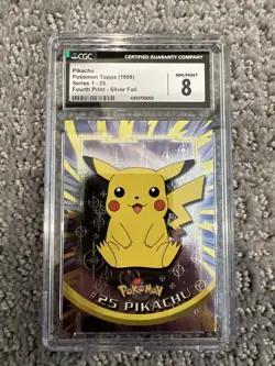 PIKACHU 1999 TOPPS POKEMON #25 Silver Foil CGC 8 Fourth Print Holo - Image 1