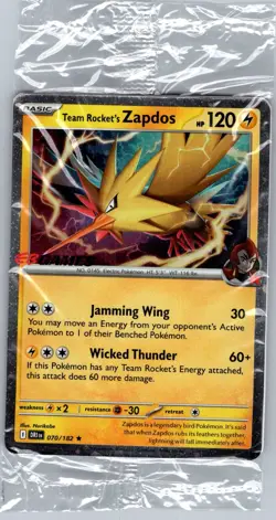 Sealed - Team Rocket's Zapdos (EB Games Exclusive) 070/182 - Pokemon Card - Image 1